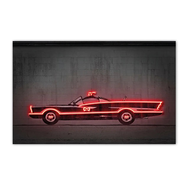 Neon SUV Car Canvas Art