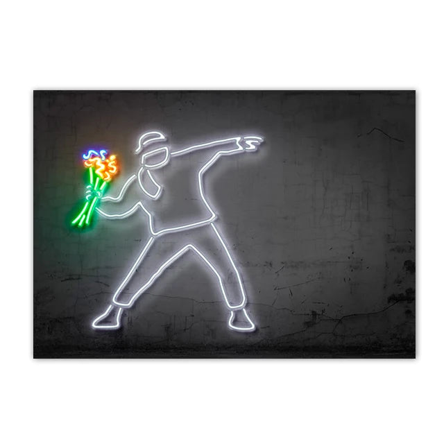 Neon SUV Car Canvas Art