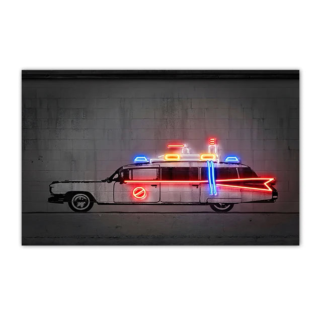 Neon SUV Car Canvas Art