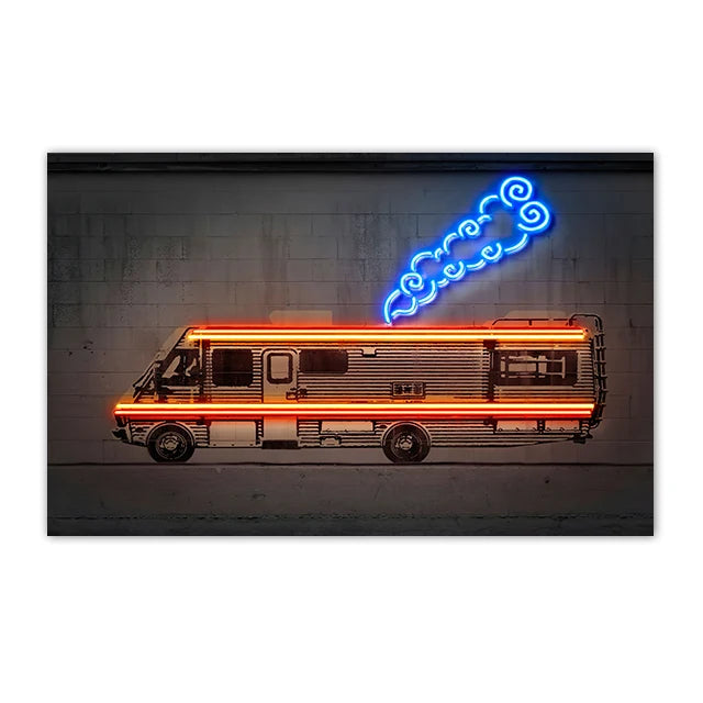Neon SUV Car Canvas Art