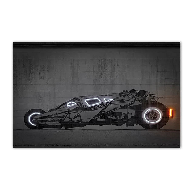 Neon SUV Car Canvas Art
