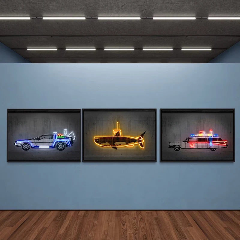 Neon SUV Car Canvas Art