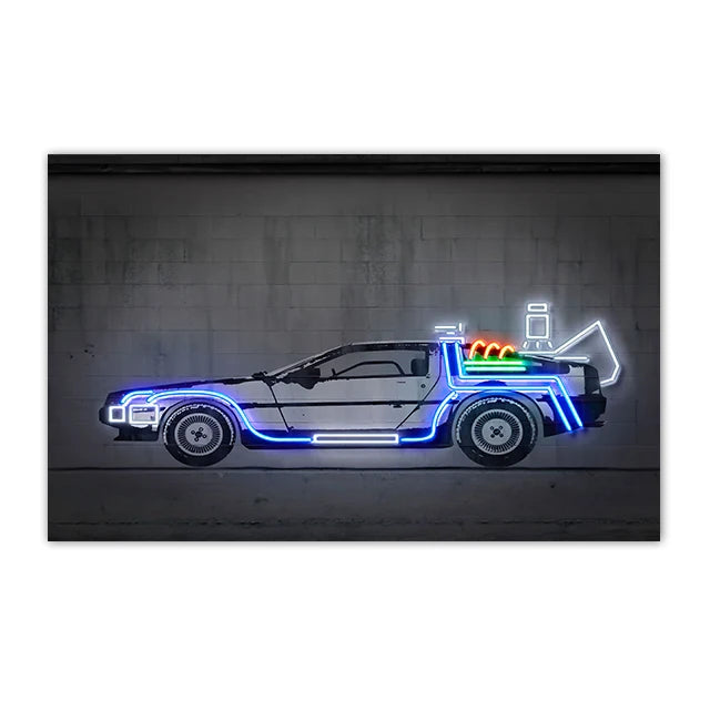 Neon SUV Car Canvas Art