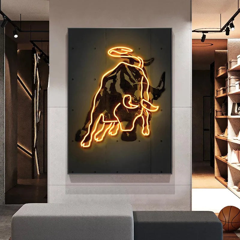 Gold Bitcoin Neon Wall Art