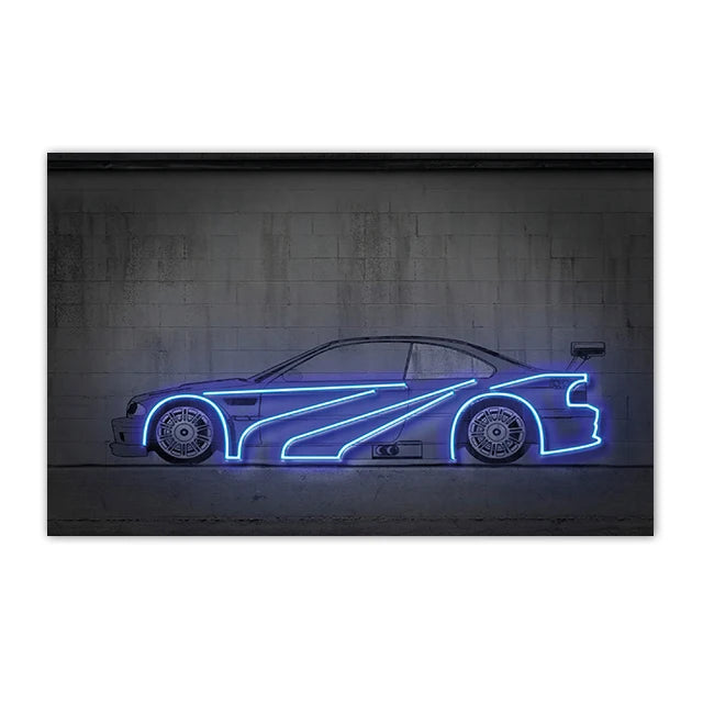 Neon SUV Car Canvas Art