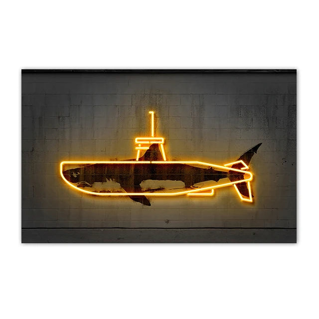 Neon SUV Car Canvas Art