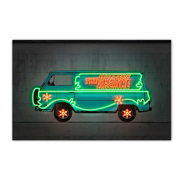 Neon SUV Car Canvas Art