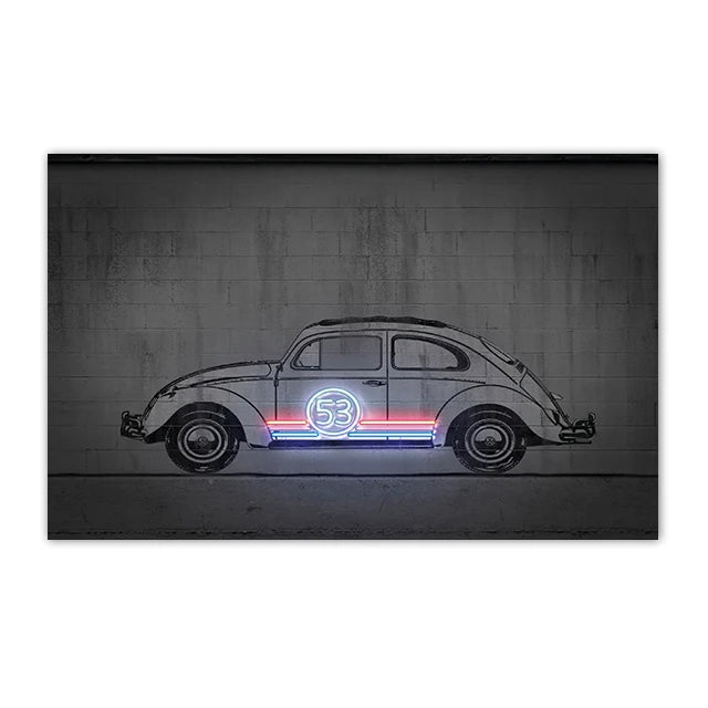 Neon SUV Car Canvas Art