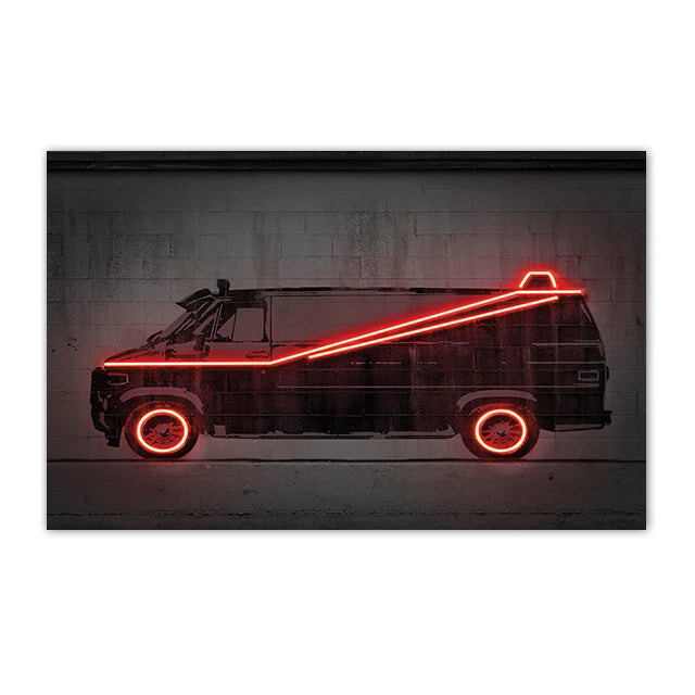 Neon SUV Car Canvas Art